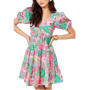 Lilly Pulitzer Nalani Short Sleeve Tie Back Size 12 Journey To The Jungle Dress